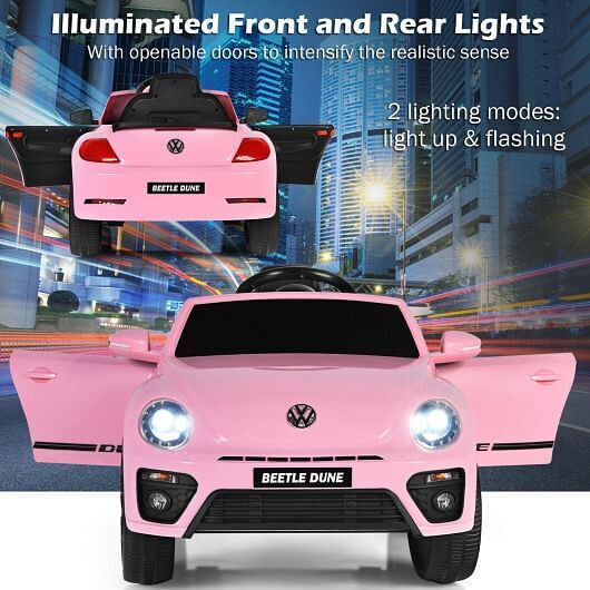 Volkswagen Beetle Kids Electric Ride On Car with Remote Control in Pink - Image 3