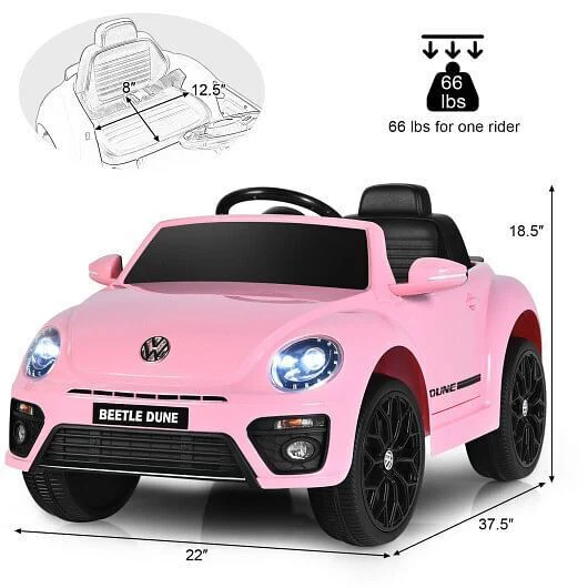 Volkswagen Beetle Kids Electric Ride On Car with Remote Control-Pink - Image 4