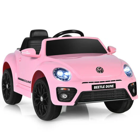 Pink Volkswagen Beetle Electric Ride-On Car for Kids with Remote Control