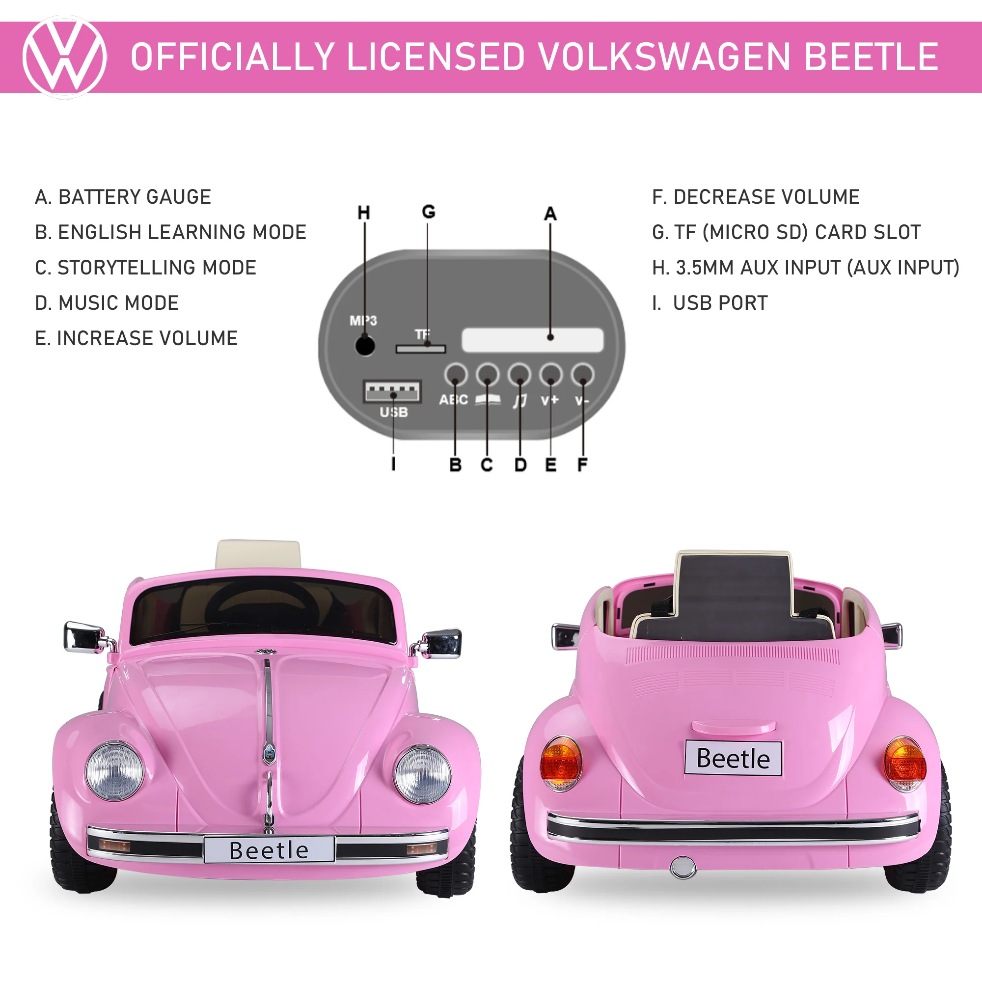 Volkswagen Electric Kids Ride-On Car 6V Battery Powered Toy - Image 7