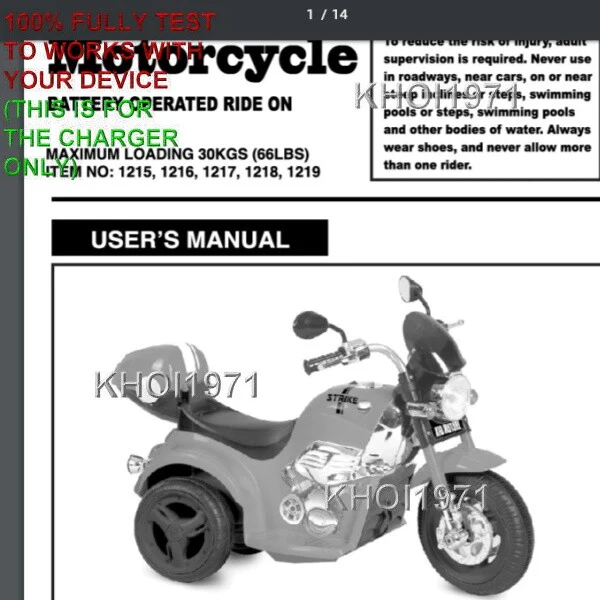 6V AC Wall Charger Adapter for Kid Motorz 1215 1216 3-Wheel Ride-On Motorcycle - Image 3