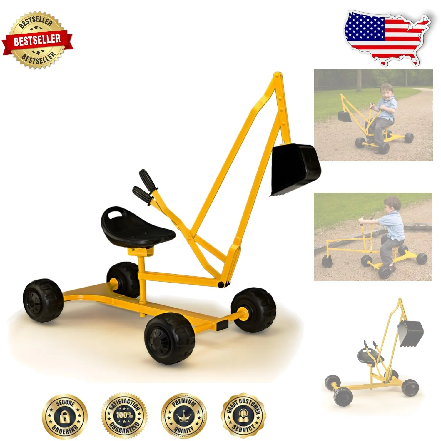 Weather-Resistant Ride-On Excavator Toy for Sandbox and Playground Play - Image 9