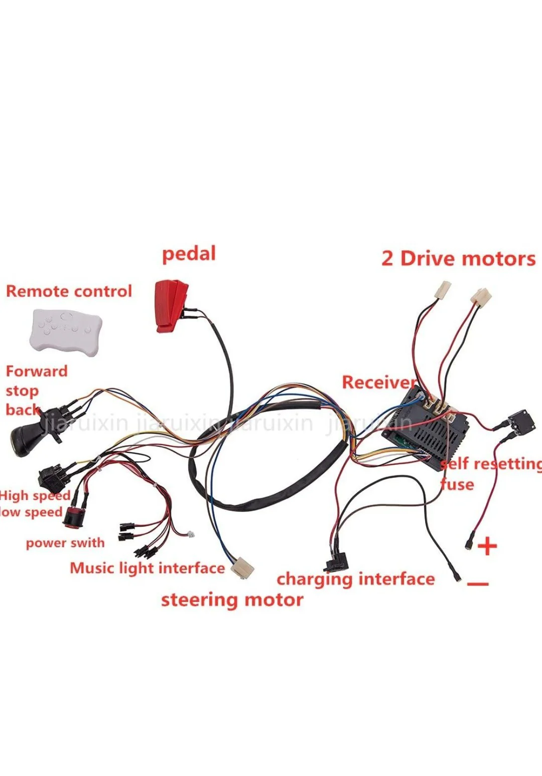12V Kids Ride-On Car with DIY Modified Wiring and Remote Control Complete Set - Image 7