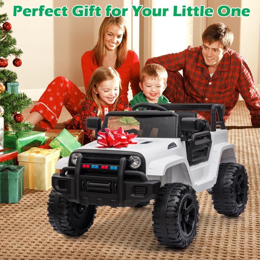 White 12V Electric Ride On Car for Kids with Music and Remote Control - 4 Wheels Fun Toy - Image 12