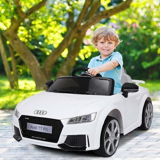 White 12V Electric Ride-On Car for Kids with Remote Control and Music Feature - Image 2