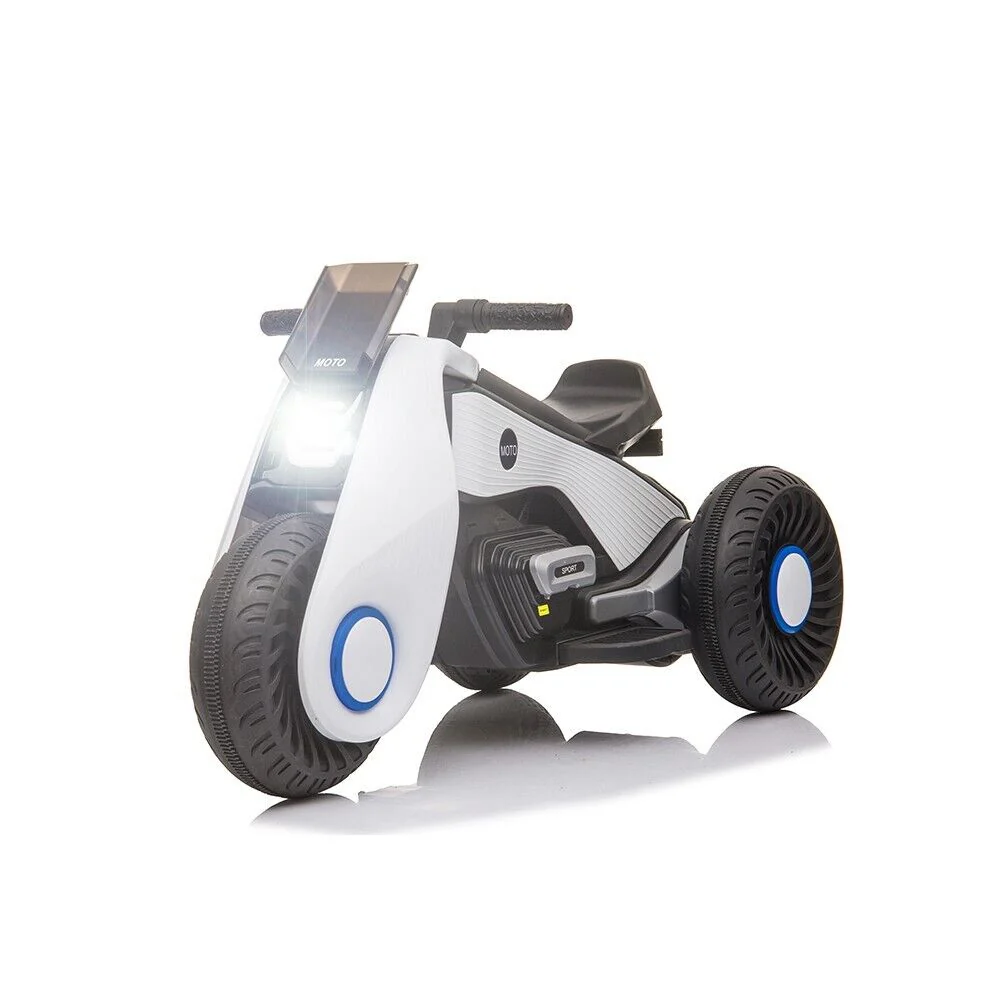 White 3-Wheel Electric Motorcycle for Kids with Dual Drive System - Image 5