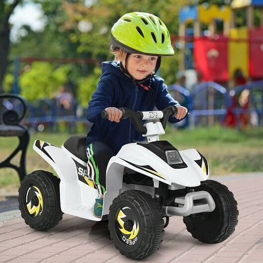White 6V Electric ATV Ride-On Toy for Kids with 4 Wheels - Image 3