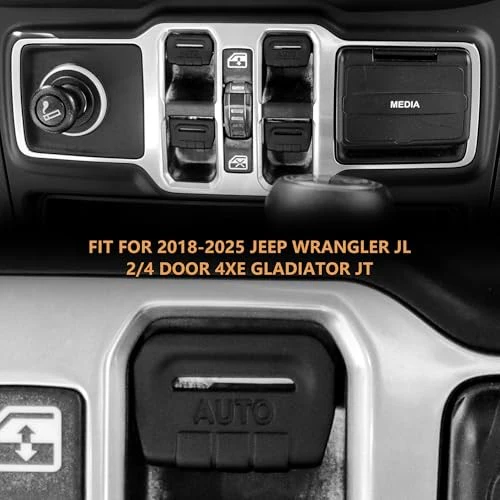 Black Window Button Cover for 2018-2025 Jeep Wrangler JL Unlimited Sahara - Image 7