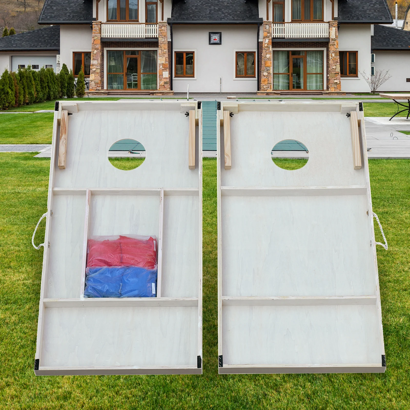 Portable 4x2 Wooden Cornhole Board Set for Outdoor Yard Games with 2 Boards - Image 9