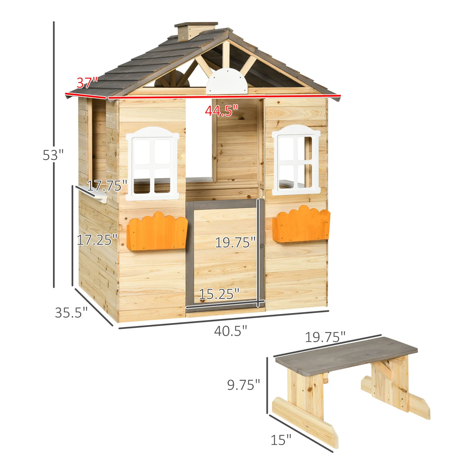 Wooden Outdoor Playhouse for Kids Garden Pretend Play and Adventure Games - Image 3