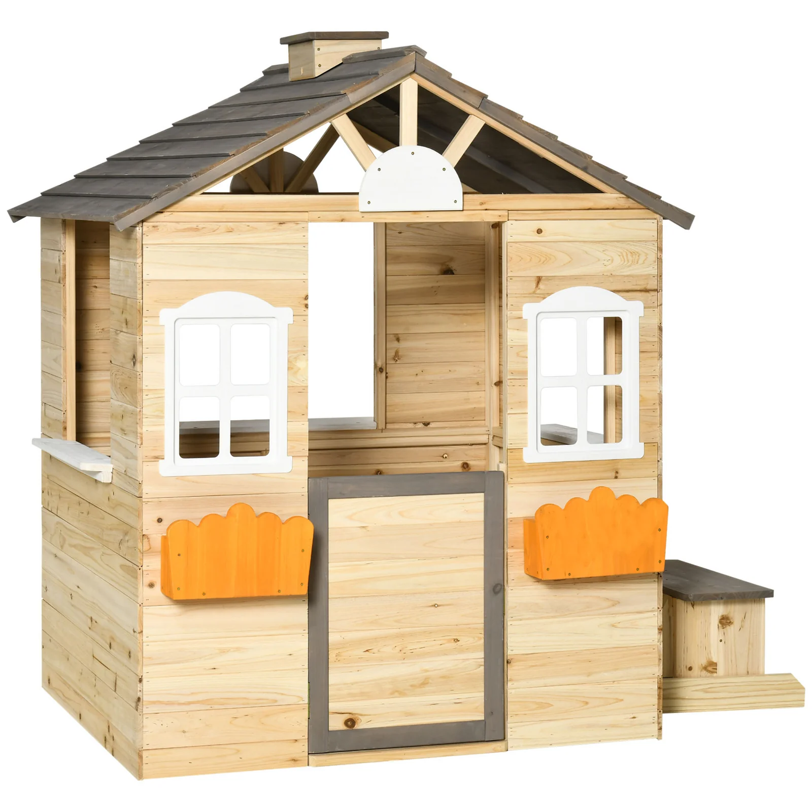 Wooden Outdoor Playhouse for Kids Garden Pretend Play and Adventure Games - Image 6