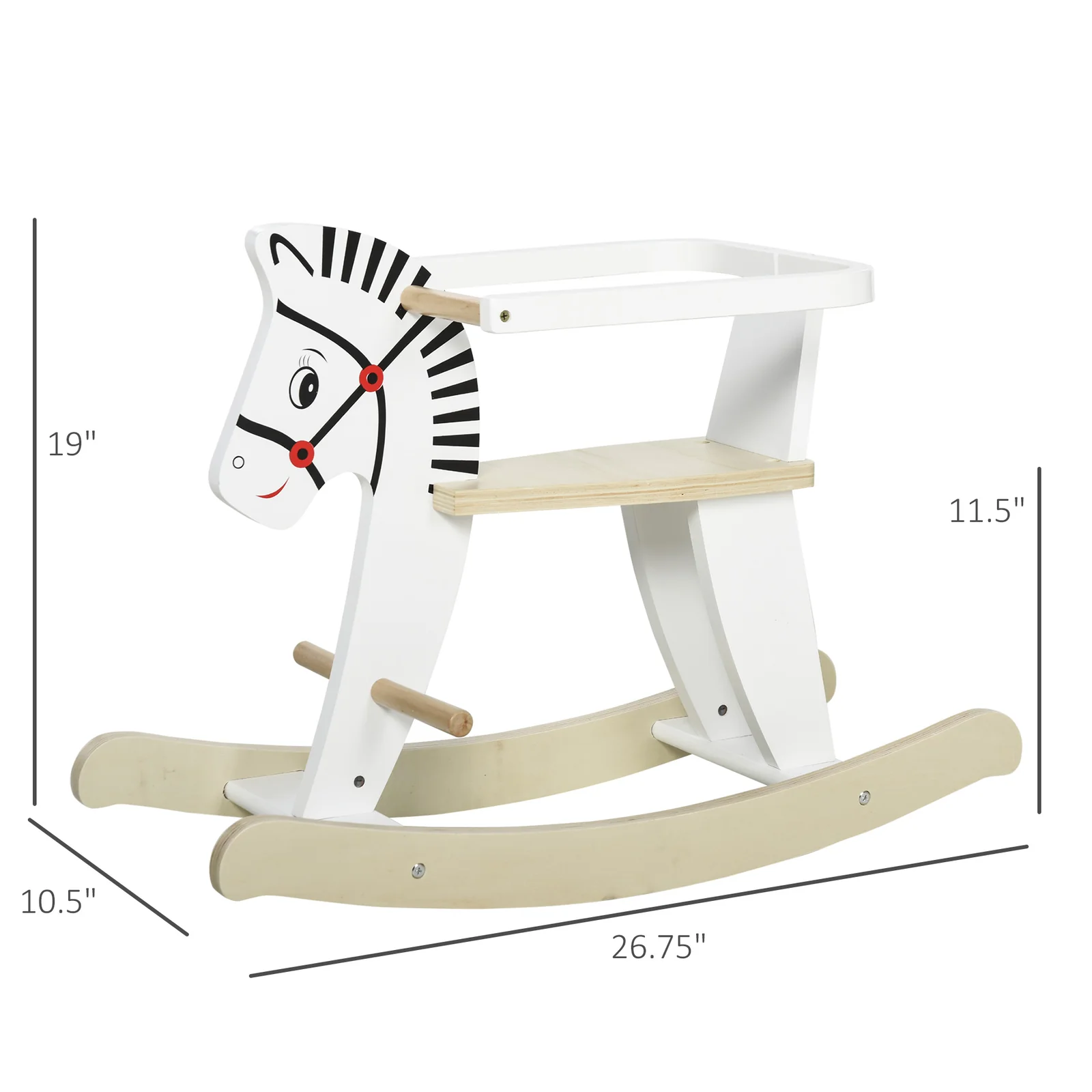 Classic Wooden Rocking Horse Ride-On Toy for Toddlers Ages 1-3 Years - Image 3