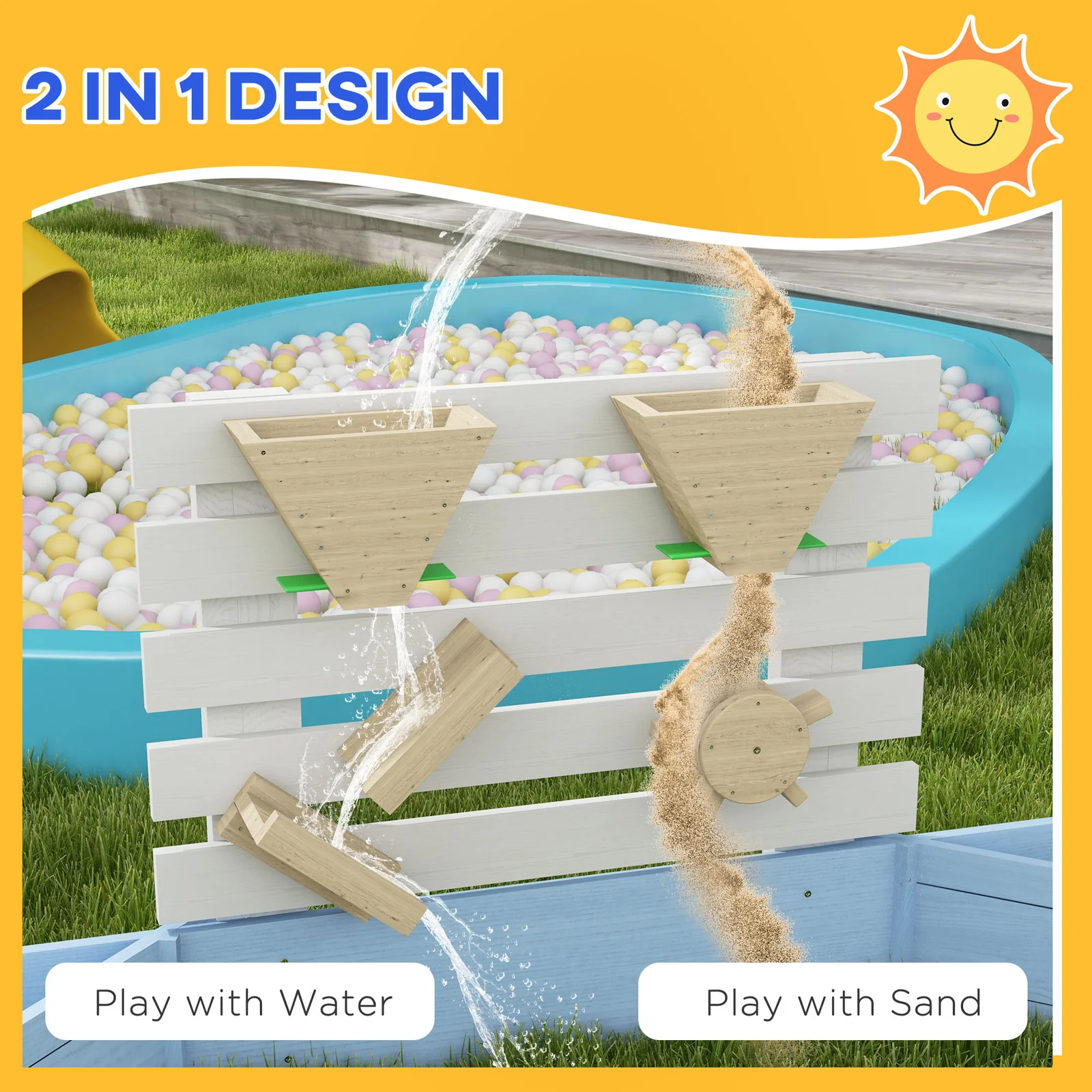 Wooden Sandbox for Ages 3-7, 85 x 85 x 25 inches, Blue - Image 4