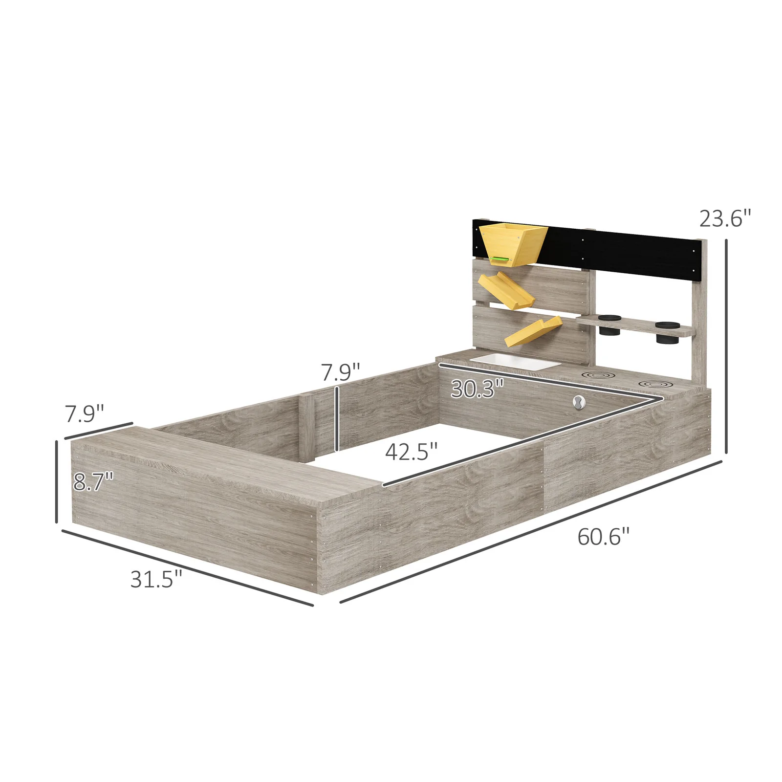 Wooden Sandbox with Liner and Kitchen Sink Design for Ages 3 to 7 Years - Image 3