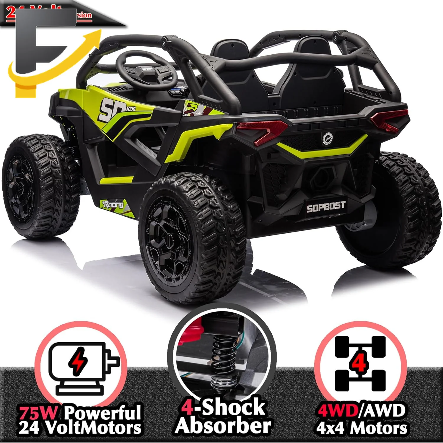 24V 10Ah Kids 2-Seater Ride-On UTV with Remote Control for Boys and Girls - Image 6