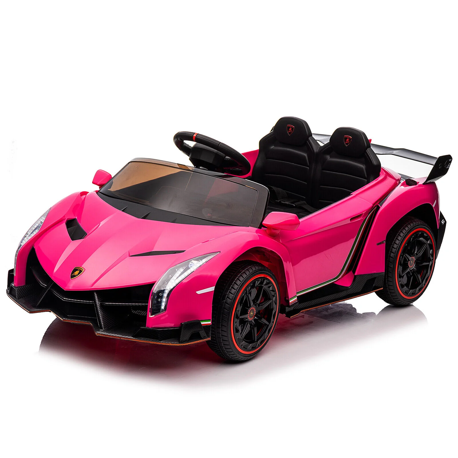 XMX615B Lamborghini Poison 12V Dual Drive Sports Car in Rose Red - Image 5