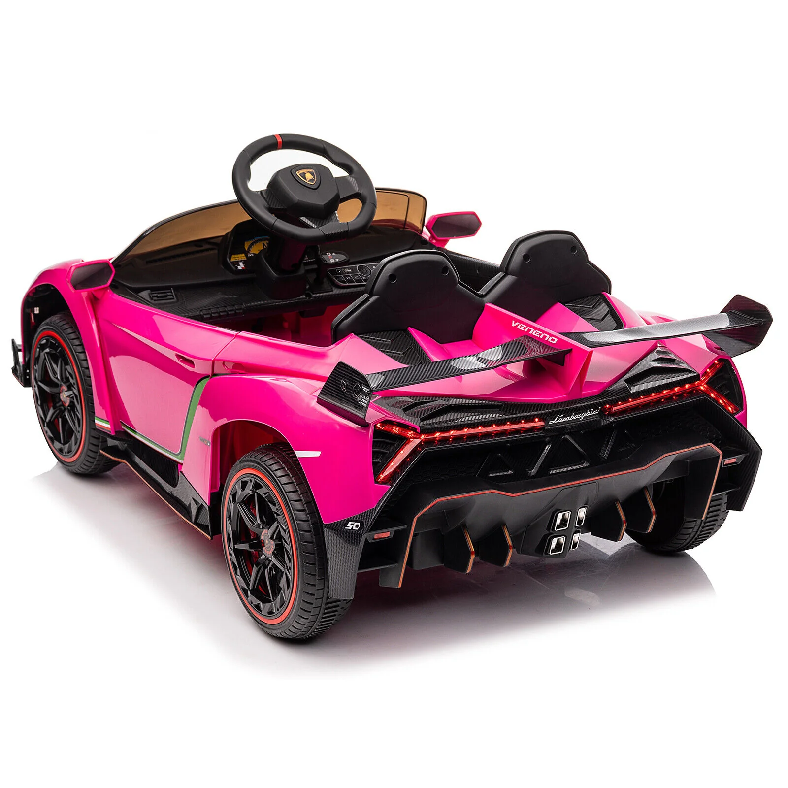 XMX615B Lamborghini Poison 12V Dual Drive Sports Car in Rose Red - Image 9