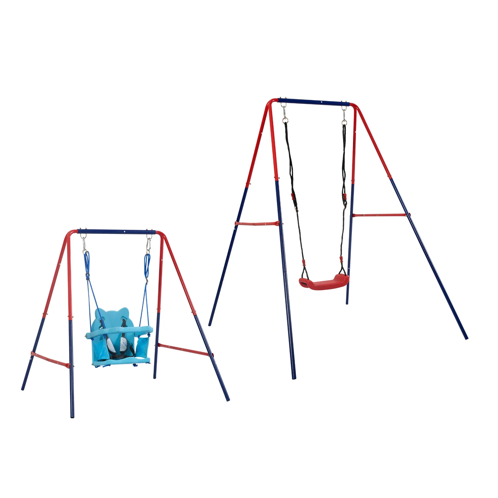 Green and Blue Baby Swing Set 2-in-1 Plastic Safe Mental Development Toy - Image 5