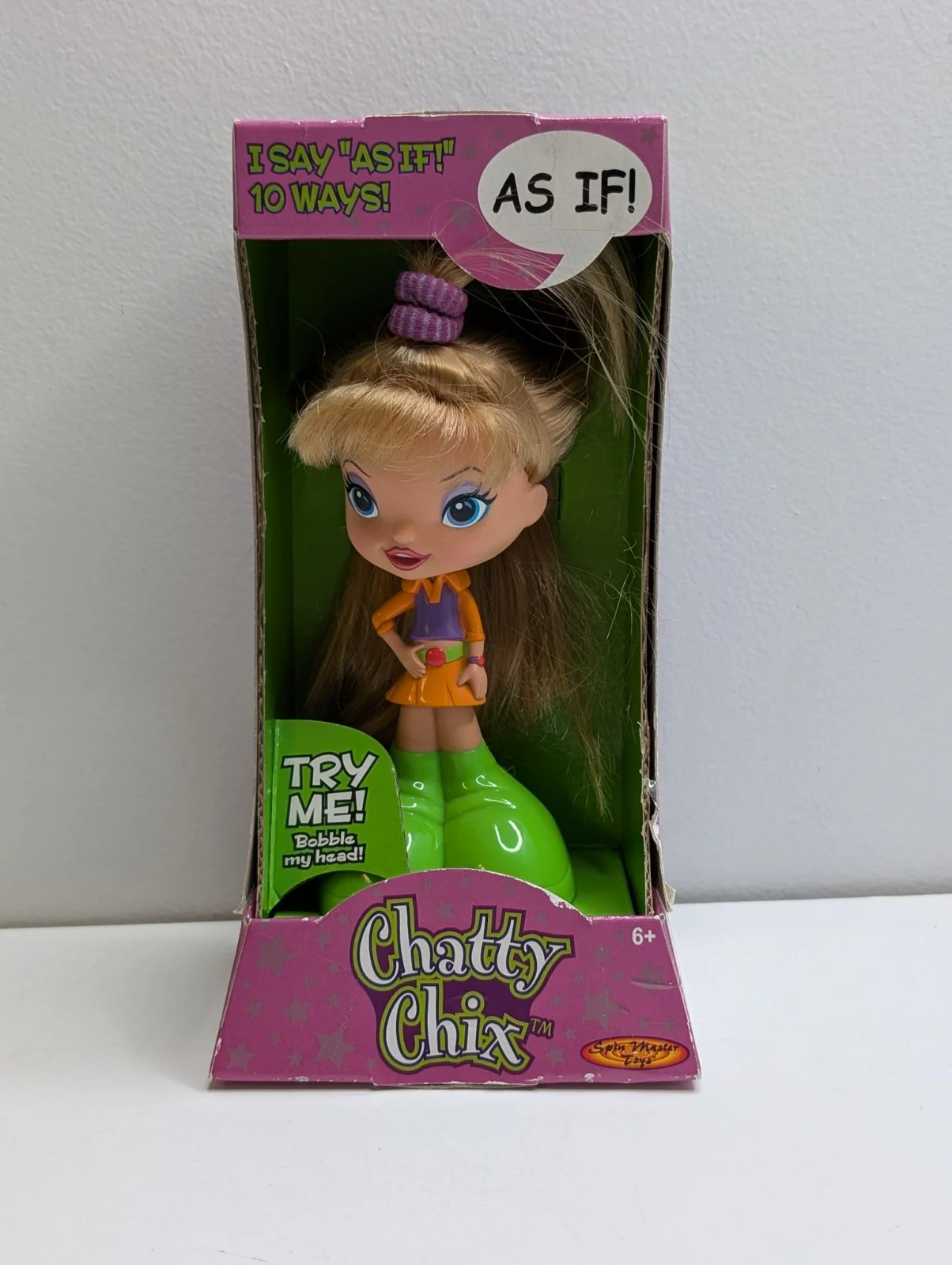 Y2K Chatty Chix 'As If' Blonde Bobblehead Doll, Brand New Condition *Non-Functional Batteries