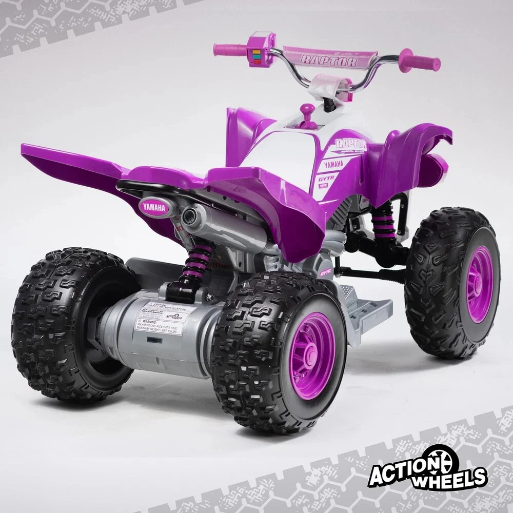 Yamaha Raptor 12V Battery-Powered Purple Ride-On ATV with Music for Ages 3-5 - Image 6