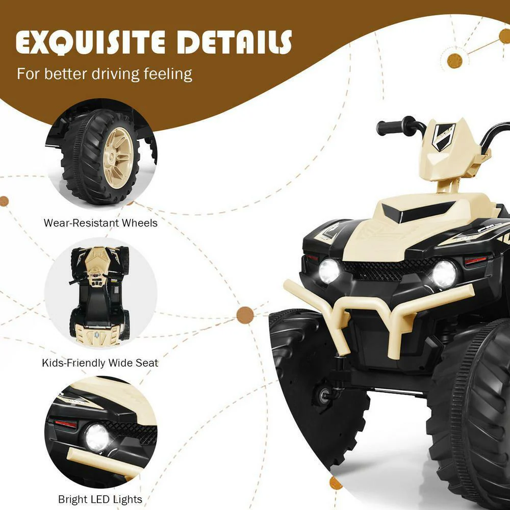 Yellow 12V Electric Ride-On Quad for Kids with Music and LED Lights - Image 7