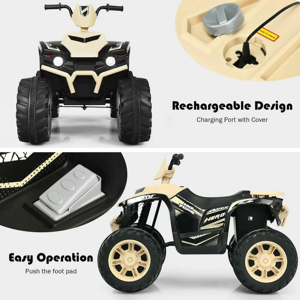Yellow 12V Electric Ride-On Quad for Kids with Music and LED Lights - Image 8