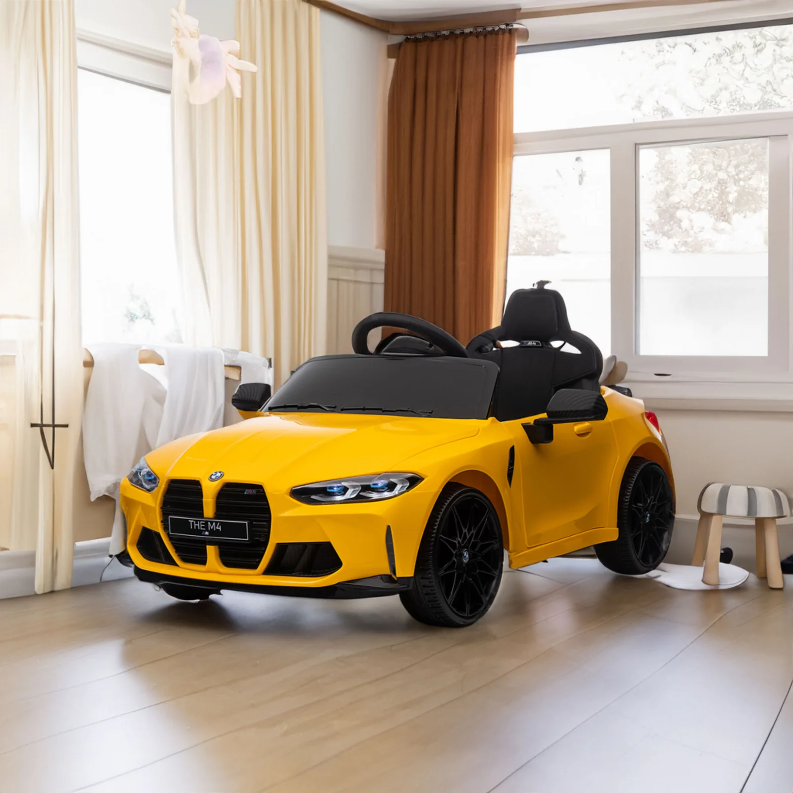 12V Yellow Kids Ride-On Toy Car with 2.4G Parent Remote Control and Three-Speed Settings - Image 12