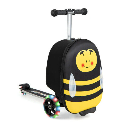 Yellow LED Scooter Suitcase: The Perfect Travel Companion for Kids - Image 3