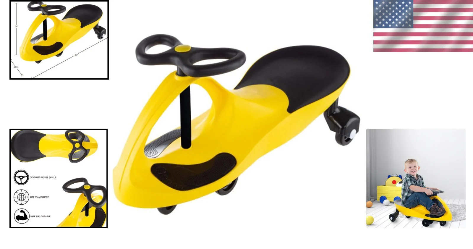 Yellow Wiggle Car Battery-Free Ride-On Toy for Motor Skill Development - Image 2