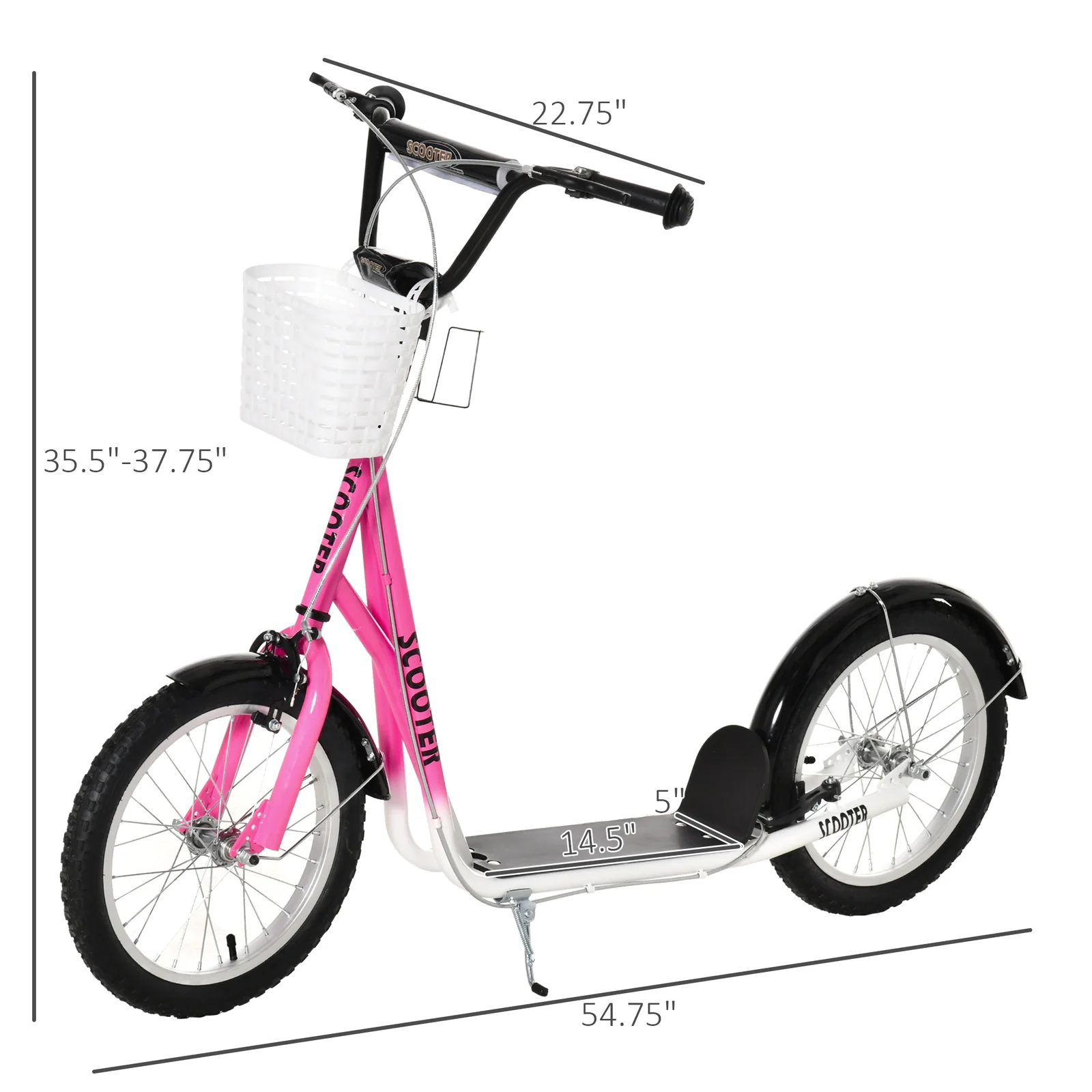 Youth Kick Scooter with Adjustable Handlebars, Double Brakes, and 16-Inch Inflatable Tires - Image 3