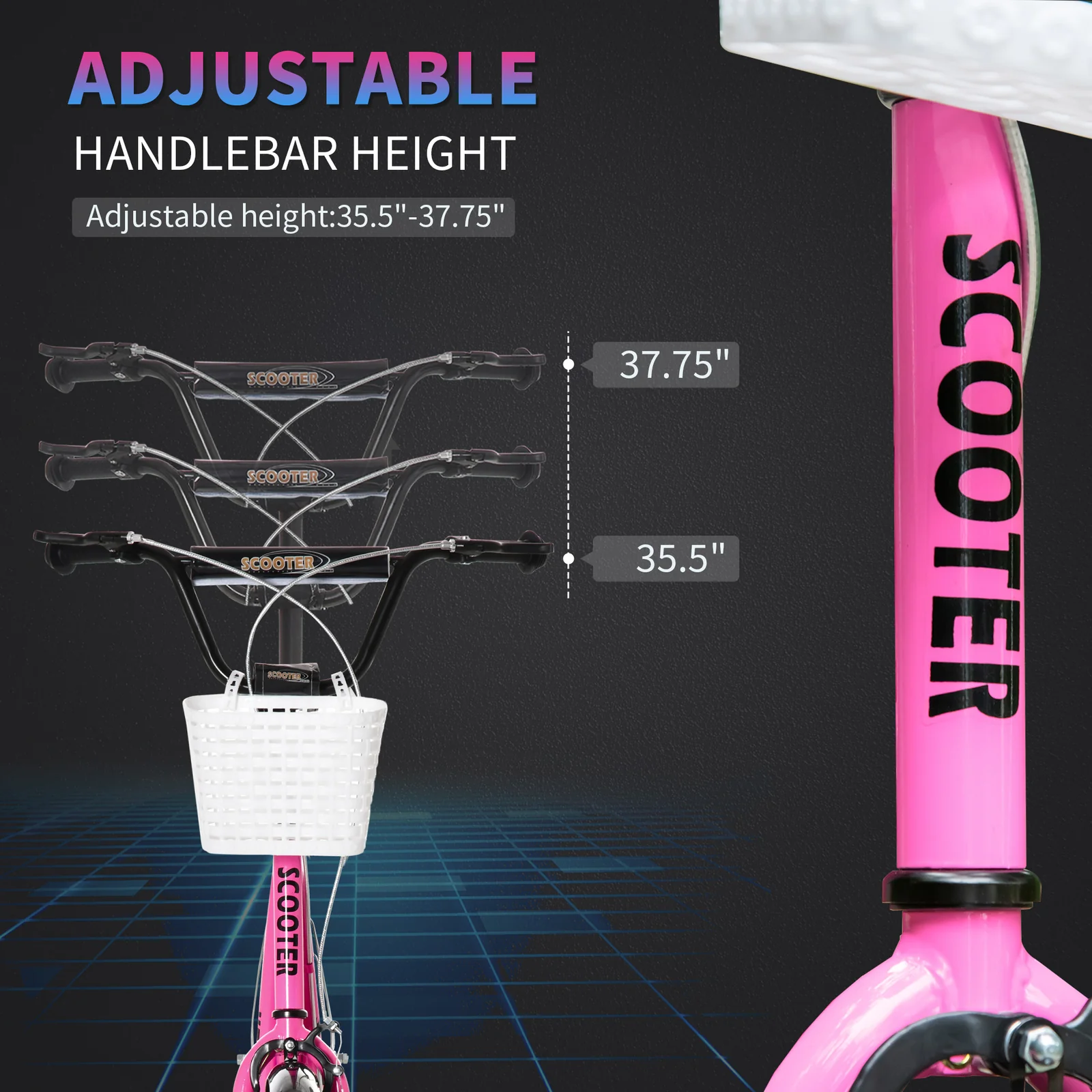 Youth Kick Scooter with Adjustable Handlebars, Double Brakes, and 16-Inch Inflatable Tires - Image 4