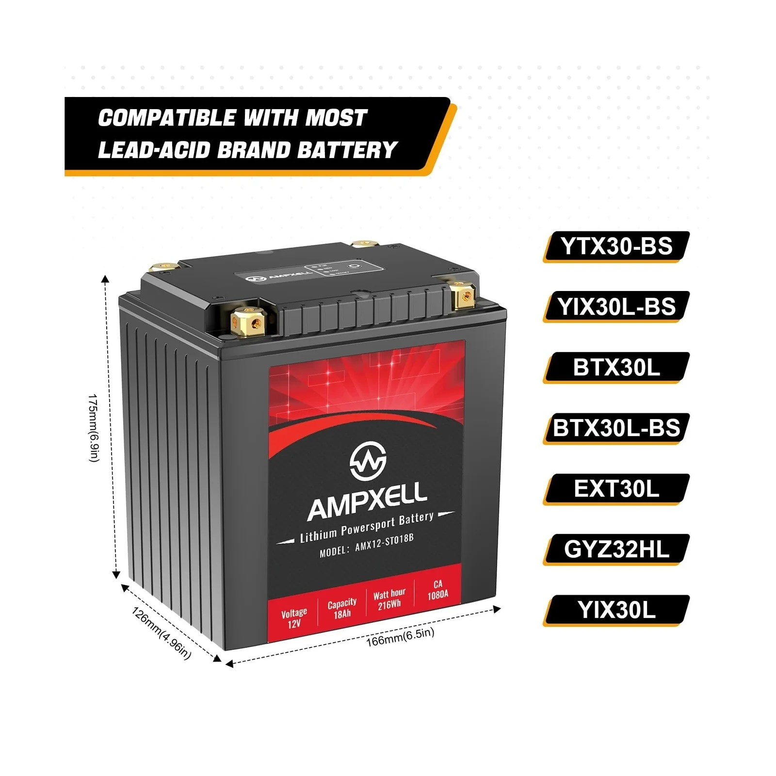 12V 18Ah Lithium Motorcycle Battery YTX30L-BS 1080A High Performance Replacement - Image 6