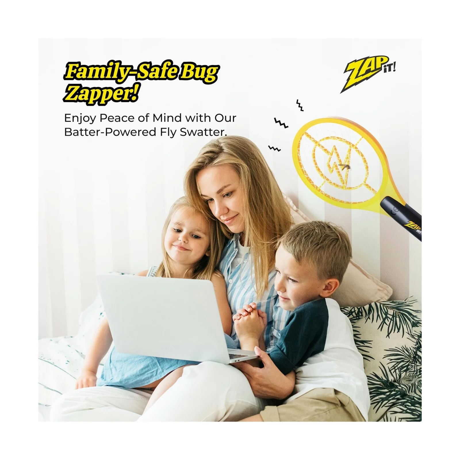 ZAP IT! Electric Fly Swatter Racket - 3,500 Volt Insect Zapper Racket - Image 5