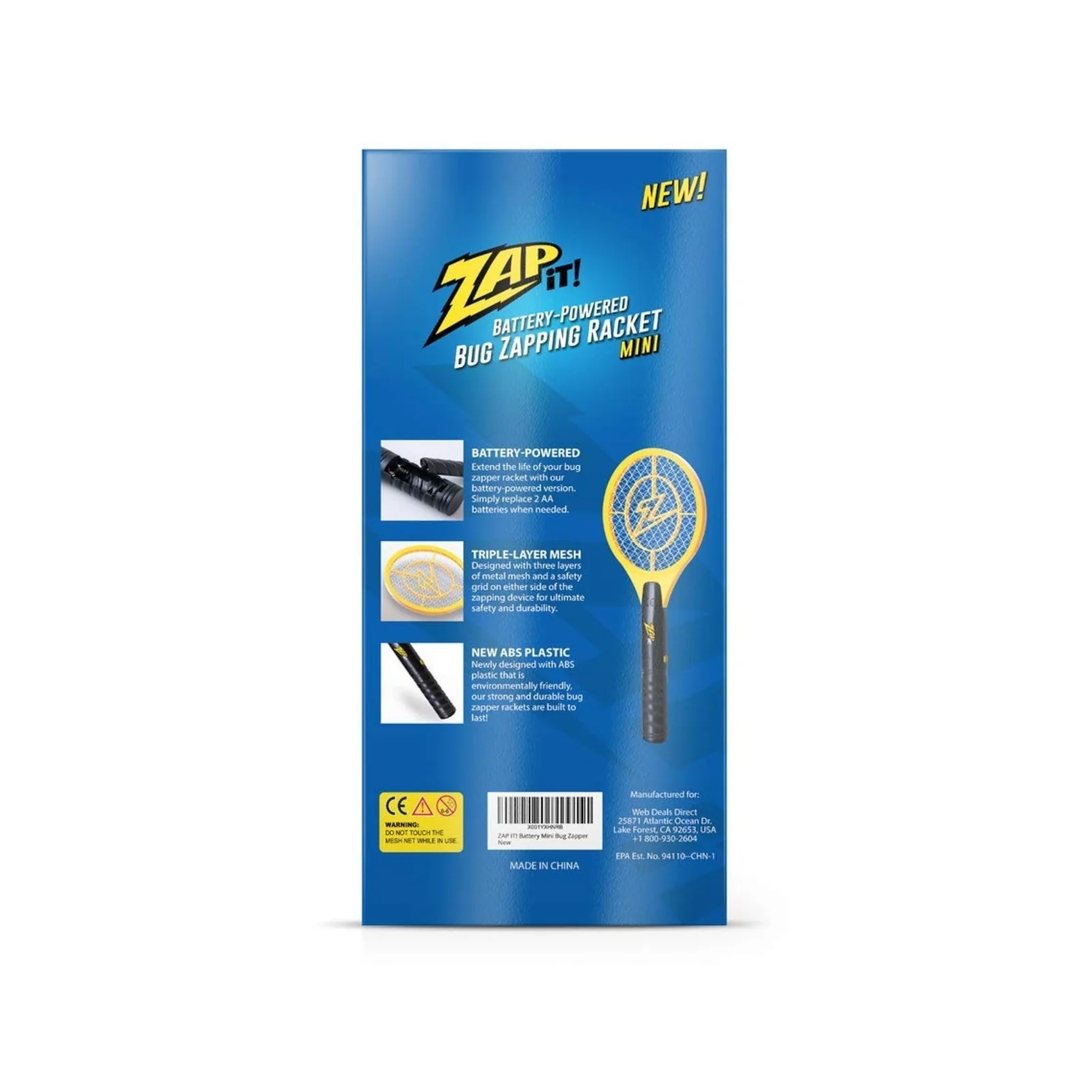 ZAP IT! Electric Fly Swatter Racket - 3,500 Volt Insect Zapper Racket - Image 7
