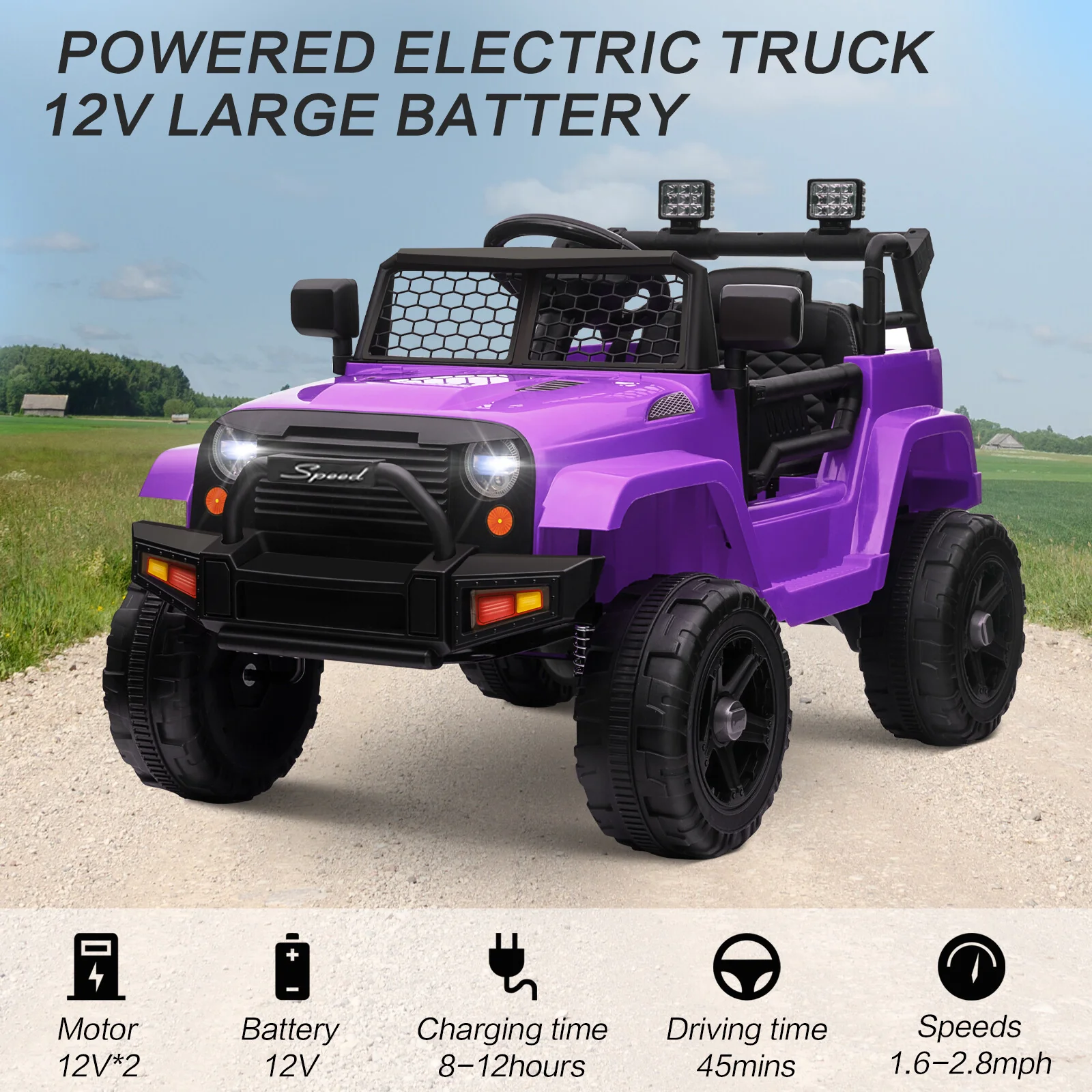 12V Battery-Powered Kids Ride-On Off-Road Truck Toy with Parent Remote Control - Image 3