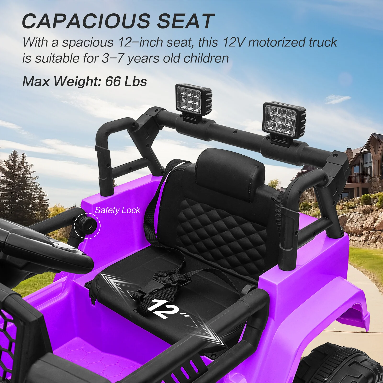 12V Kids Ride-On Truck with Remote Control, Power Wheels, and LED Lights - Image 2