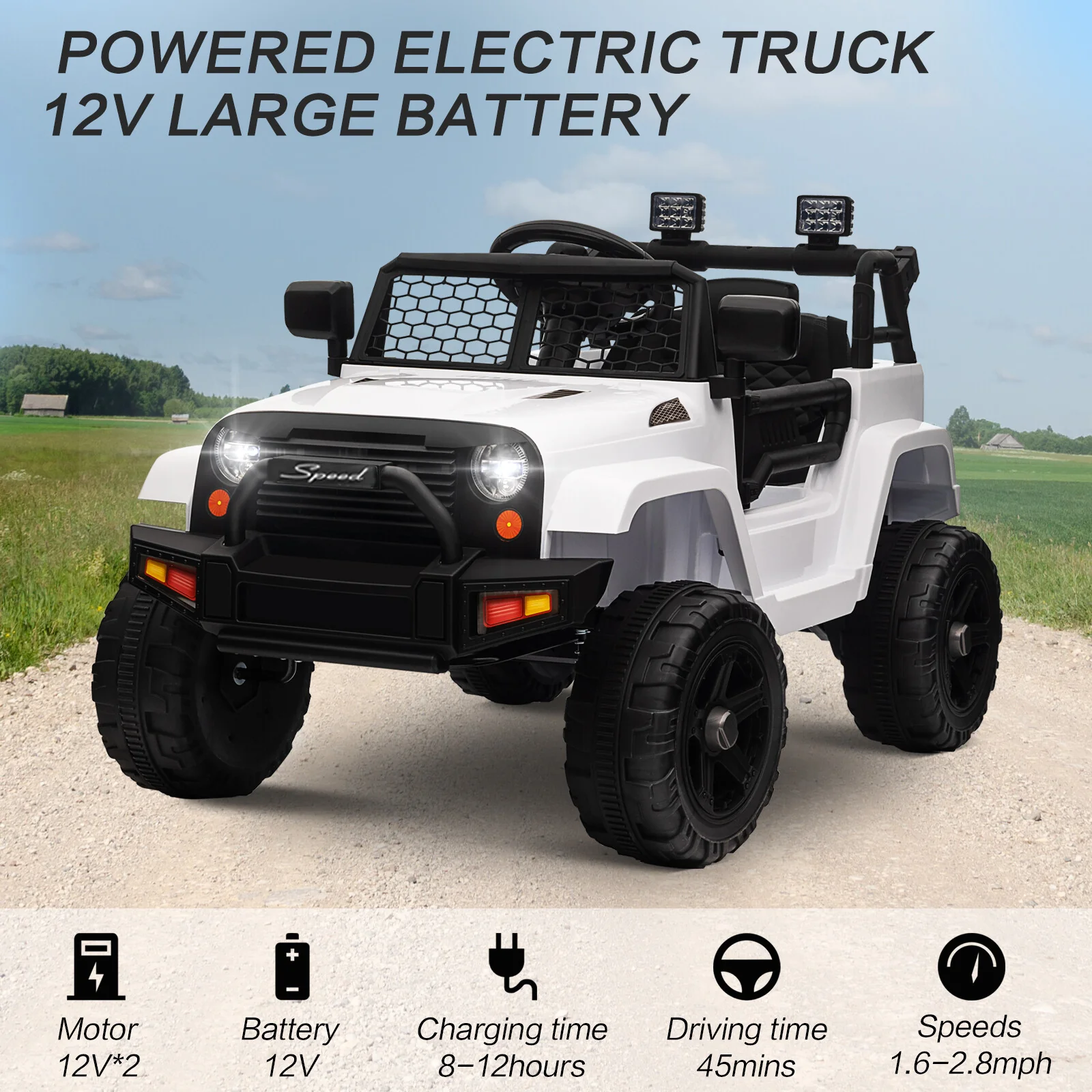 12V Kids Ride-On Truck with Remote Control, Power Wheels, and LED Lights - Image 23
