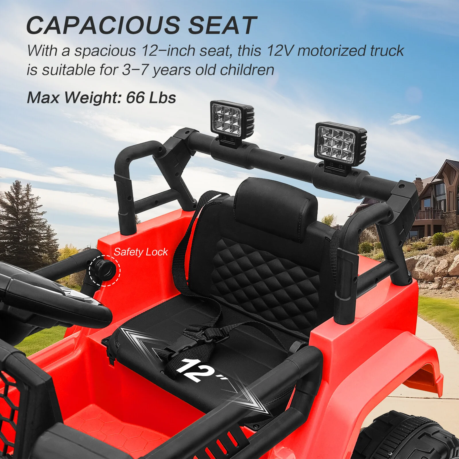 12V Kids Ride-On Truck with Remote Control, Power Wheels, and LED Lights - Image 28