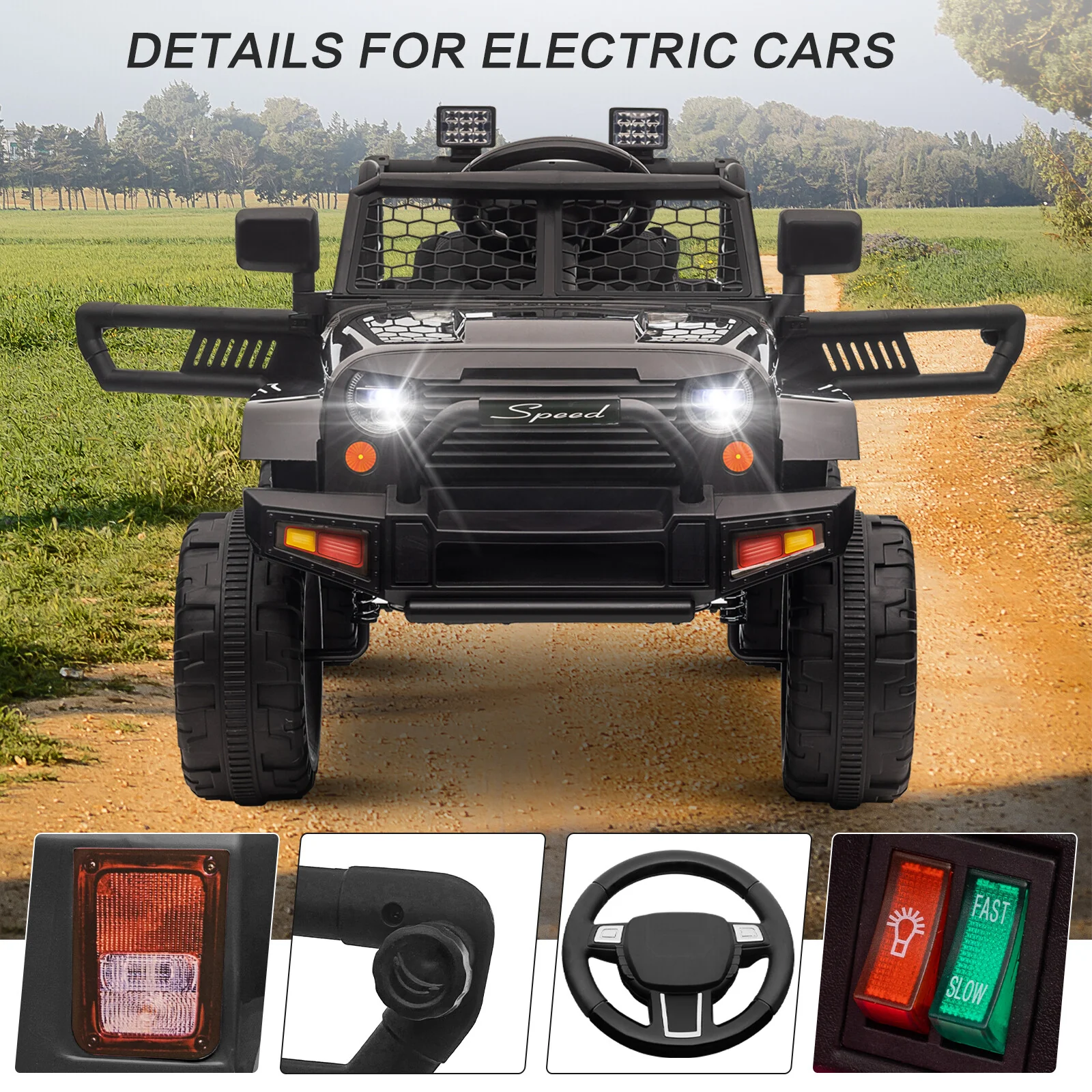 12V Kids Ride-On Truck with Remote Control, Power Wheels, and LED Lights - Image 62