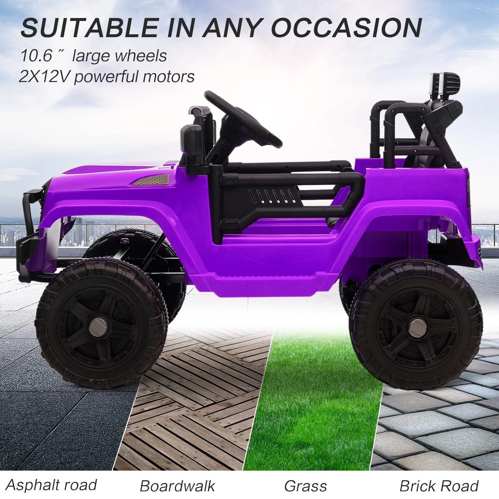 12V Kids Ride-On Truck with Power Wheels, LED Lights, and Parental Remote Control - Image 4