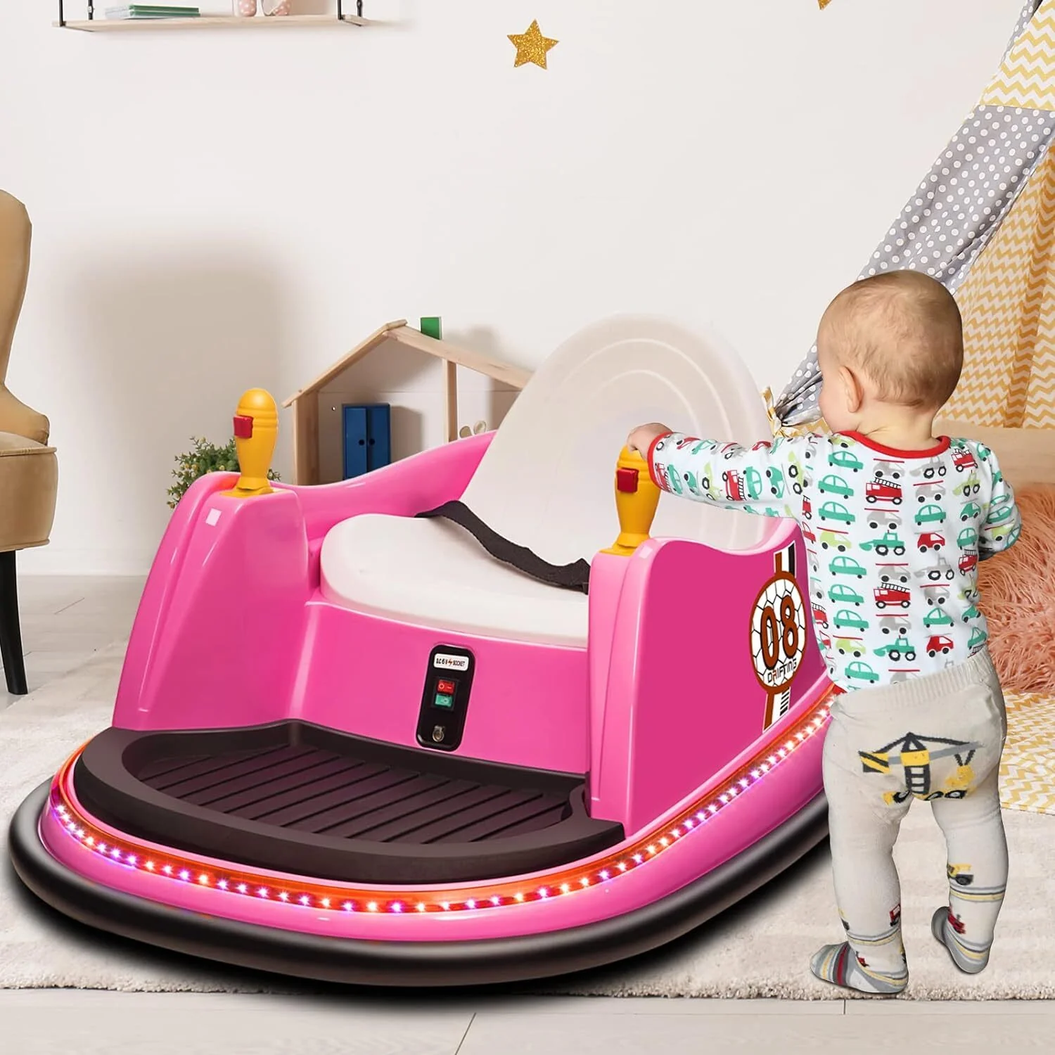 12V Kids Ride-On Bumper Car with Remote Control, 360° Spin, and Flashing Lights for Toddlers - Image 11