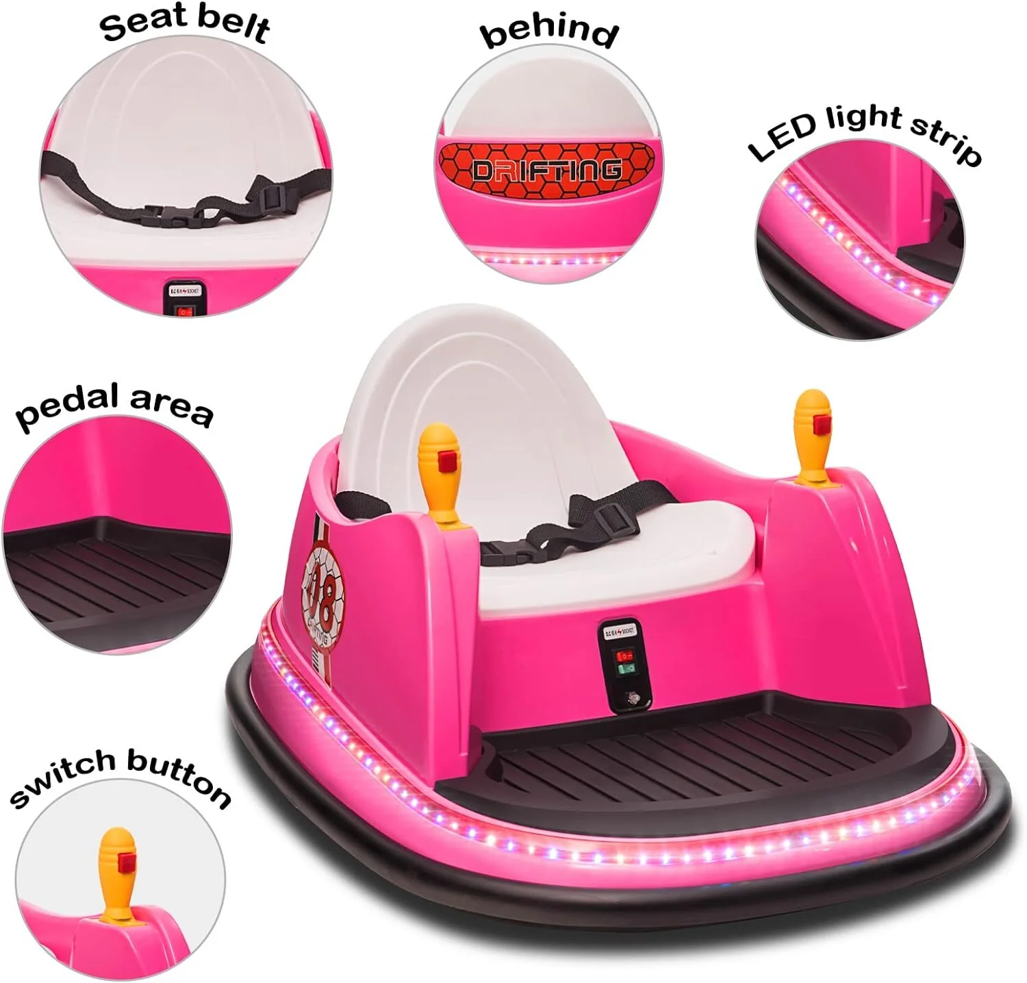 12V Kids Ride-On Bumper Car with Remote Control, 360° Spin, and Flashing Lights for Toddlers - Image 2