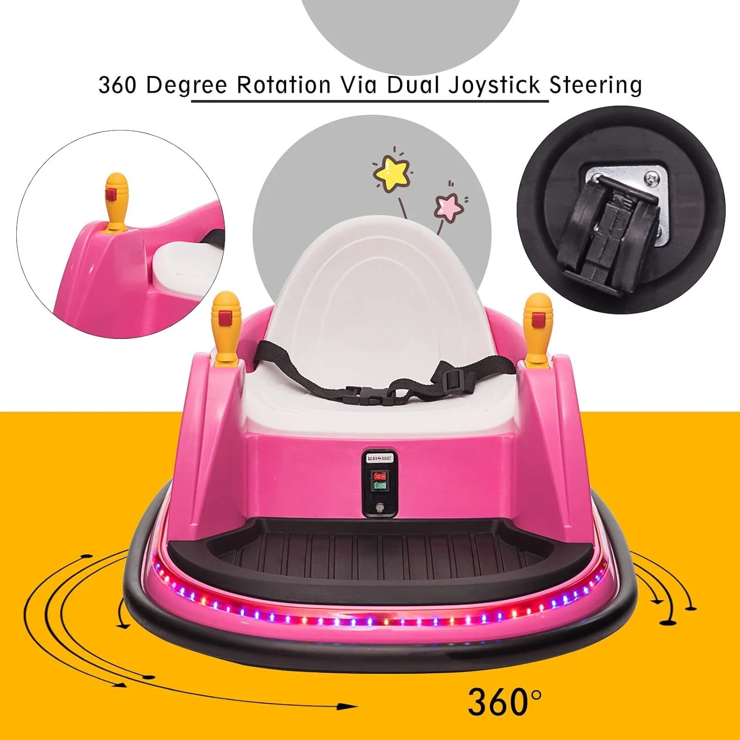 12V Kids Ride-On Bumper Car with Remote Control, 360° Spin, and Flashing Lights for Toddlers - Image 6
