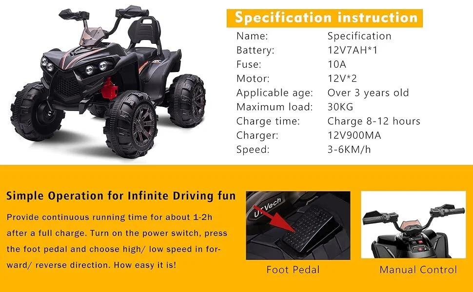 12V Electric Kids Ride-On Off-Road ATV Quad Car with 2 Speeds Green - Image 10