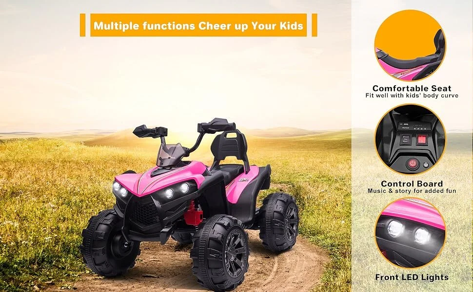 12V Electric Kids Ride-On Off-Road ATV Quad Car with 2 Speeds Green - Image 12