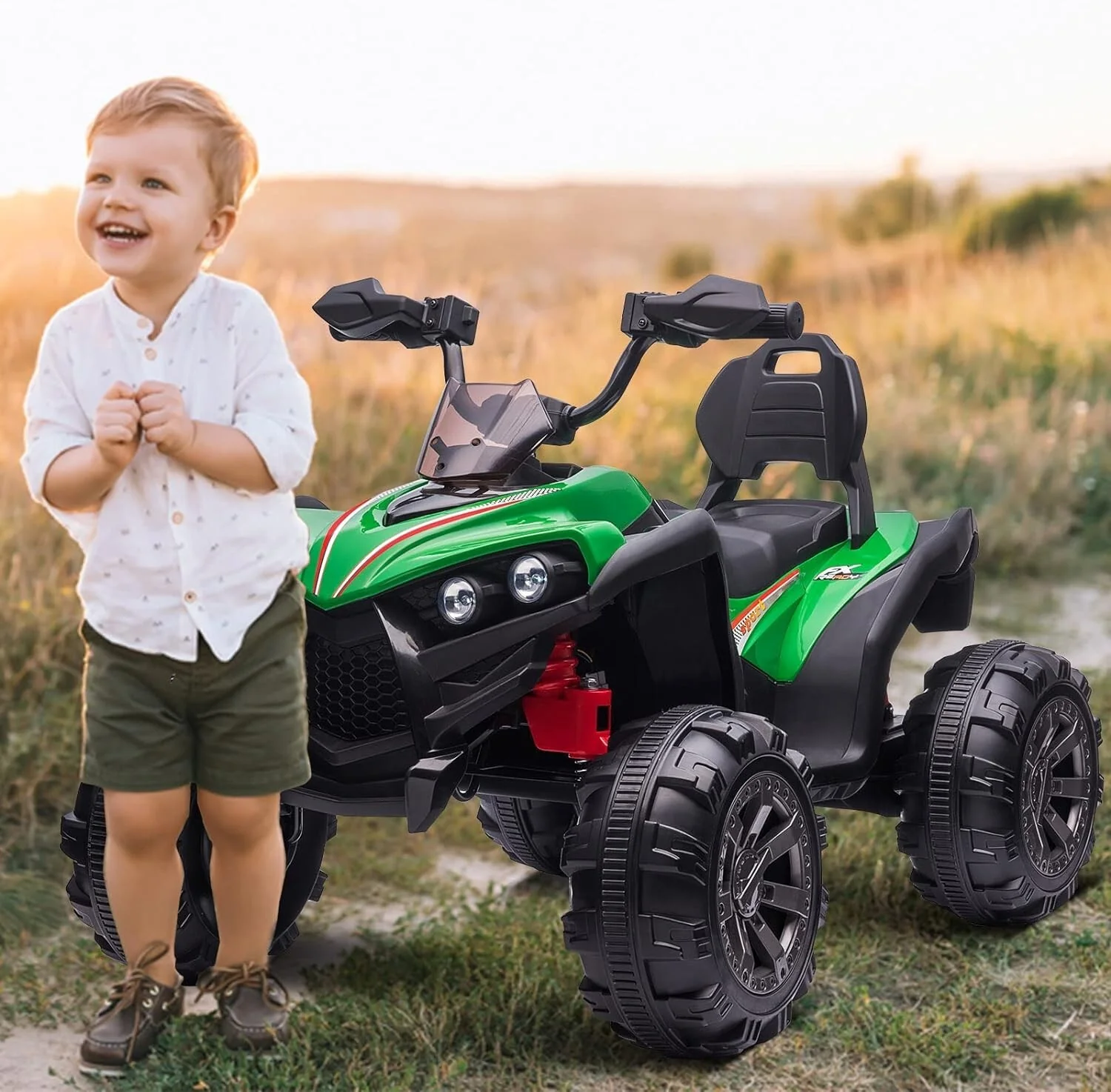 12V Electric Kids Ride-On Off-Road ATV Quad Car with 2 Speeds Green - Image 2