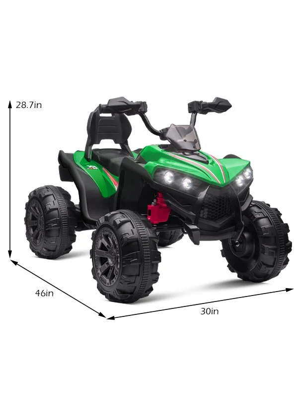 12V Kids Electric Ride-On Off-Road ATV Quad Car Toy with 2 Speeds and LED Lights Green - Image 14