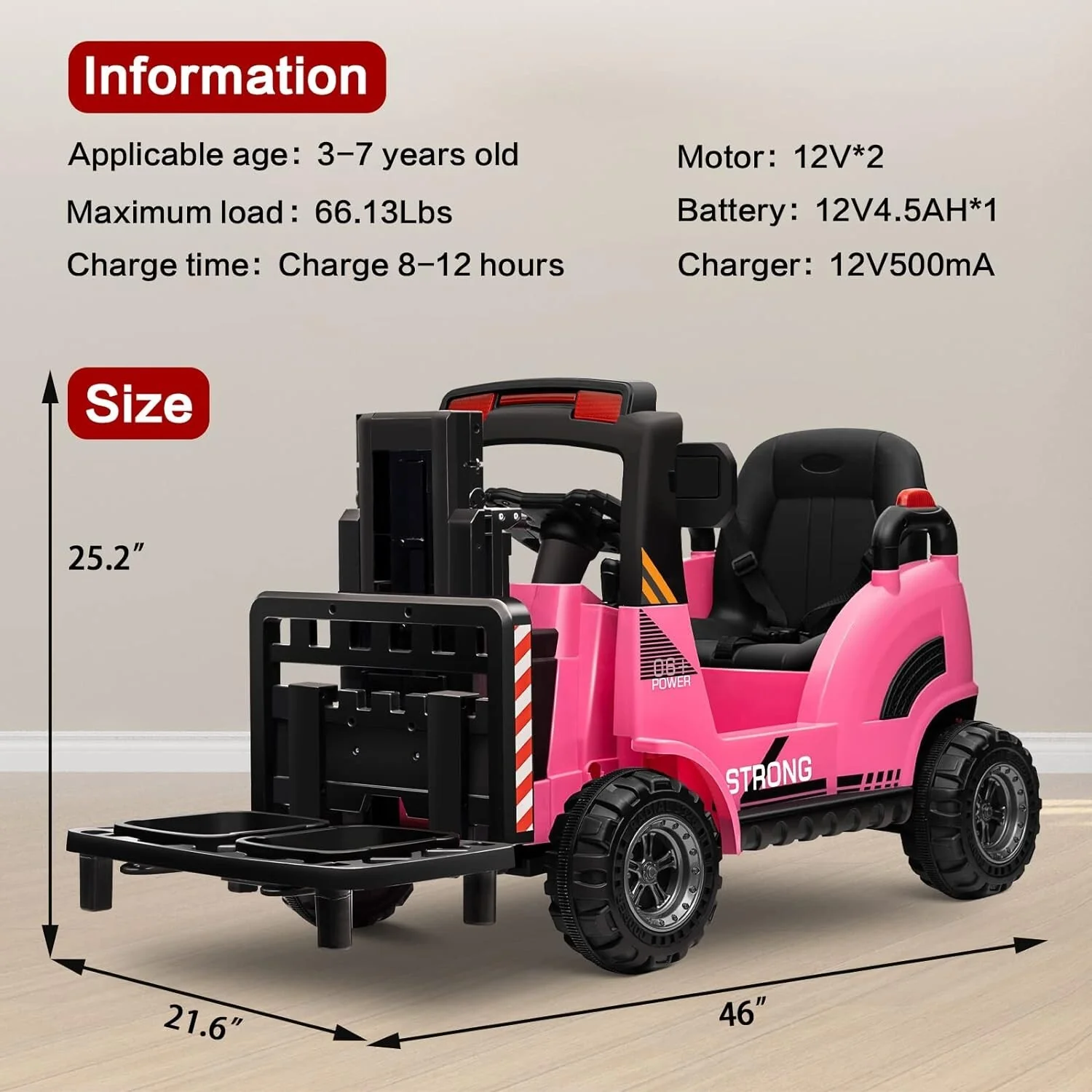12V Kids Ride-On Forklift Toy Car with Horn for Pretend Construction Play - Image 13