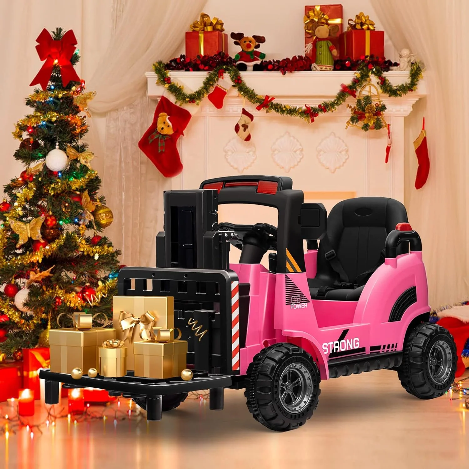 12V Kids Ride-On Forklift Toy Car with Horn for Pretend Construction Play - Image 6