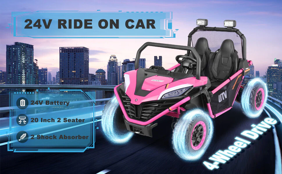 24V Kids 2-Seater Electric Ride-On UTV Truck with 4WD and 320W Motor, Remote Control - Image 38